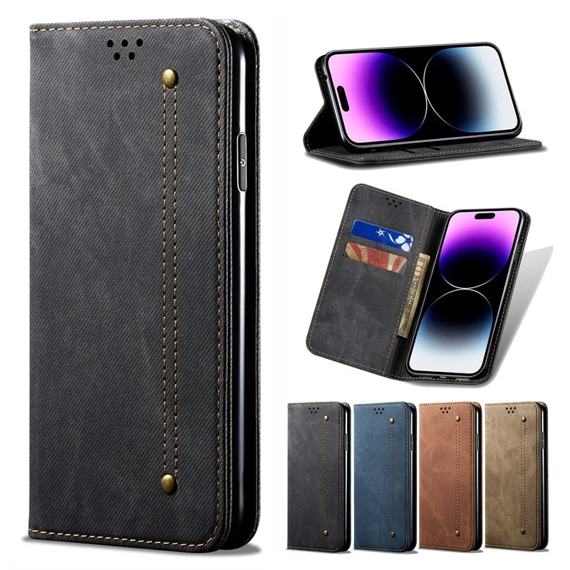 

Retro Rivet Strong Magnetic Case for iPhone 14 13 12 11 Pro Max XR X XS 7 8 Plus PU Leather Wallet for iPhone 14 Pro Max 14 Pro