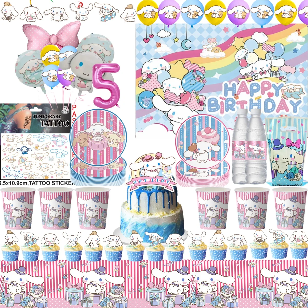 

Baby Cinnamon Dog Birthday Party Decoration Big eared Dog Disposable Plate Gift Bag Tablecloth Balloon For girl Party Supplies