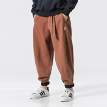  Harajuku Linen Pants Men Jogging Pants Fashion Streetwear Thick Pants Men 