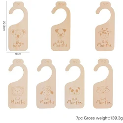 Wooden Cartoon Swan Baby Closet Dividers & Nursery Clothes Organizers with Monthly Growth Recording Cards (7pcs animal)