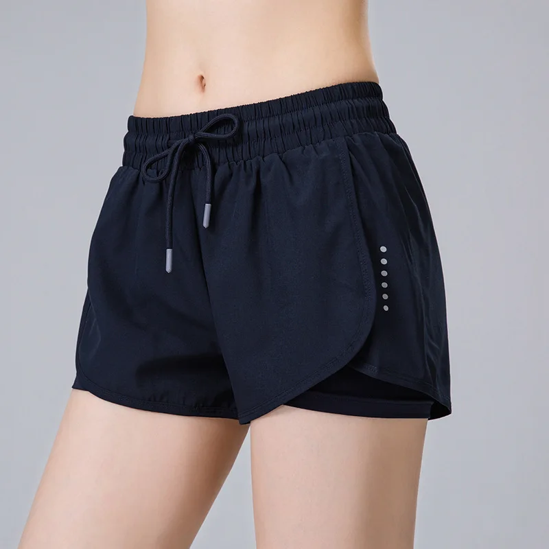 Summer Short Yoga Pants Anti Light Fake Two Piece Fitness Yoga Running Quick Dry Sports Gym Shorts for Women