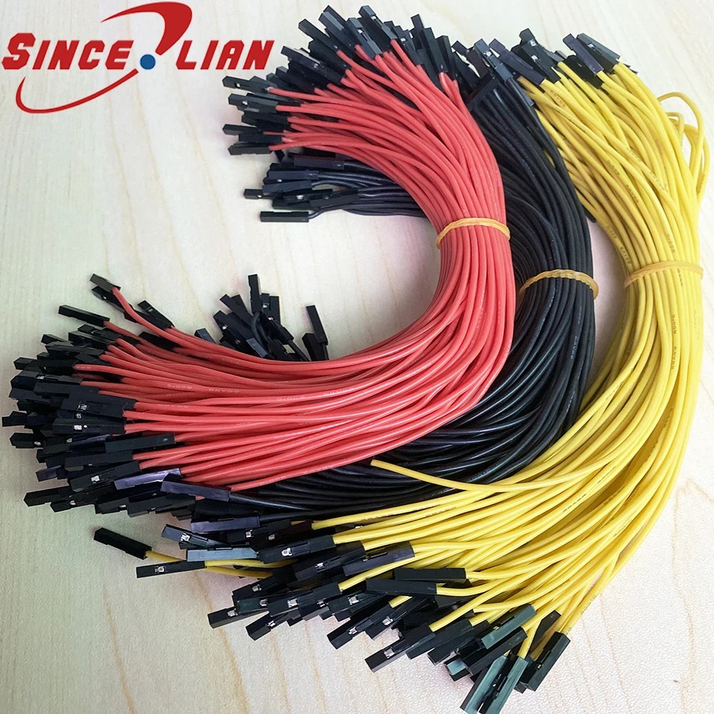 Super Macio Silicone Dupont Fio High-end 26awg Cabo de Fio de Silicone Macio Dupont Famale para Arduino Ventilador de Computador 100 Peças