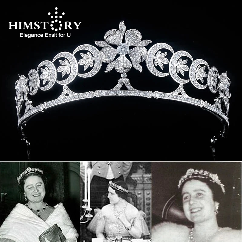 Himstory Luxury Zircon Hair Crown Flower Princess Bridal Headpiece