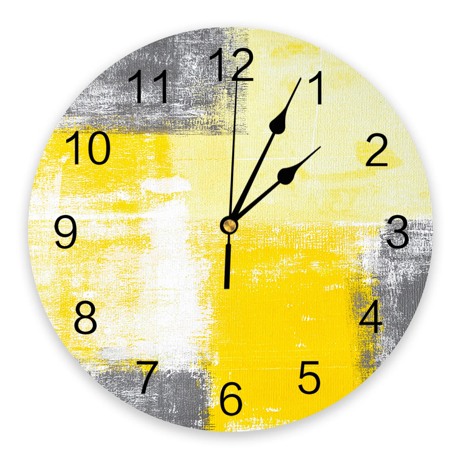 Paint Abstract Geometric Yellow Round Wall Clock Modern Design Home Living Room Decoration Children's Room Kitchen Table Clock