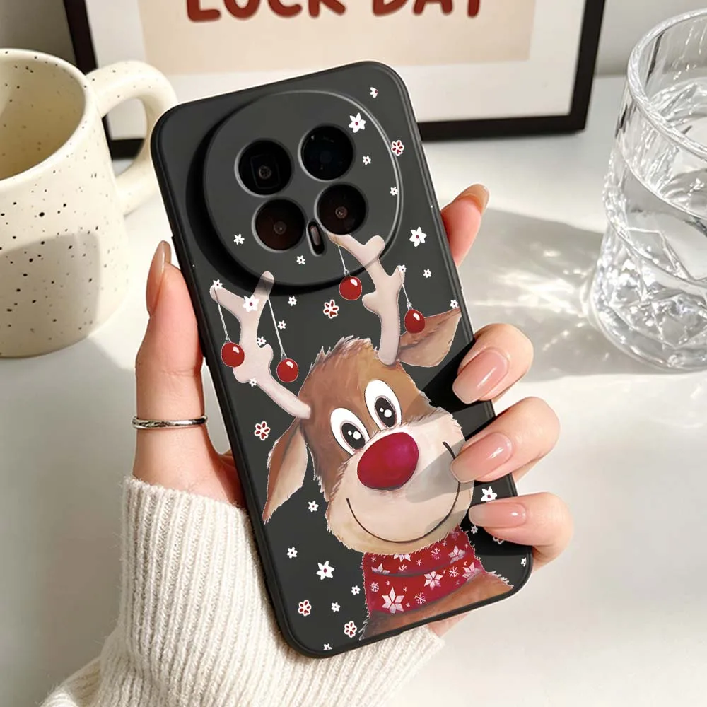 Festive Cartoon Christmas Deer Phone Case - Black