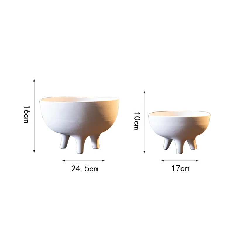 White Ceramic Flower Pot Tripod Fruit Bowl Desktop Storage Container Flower Vase Floral Arrangement Accessories Flowerpot 5