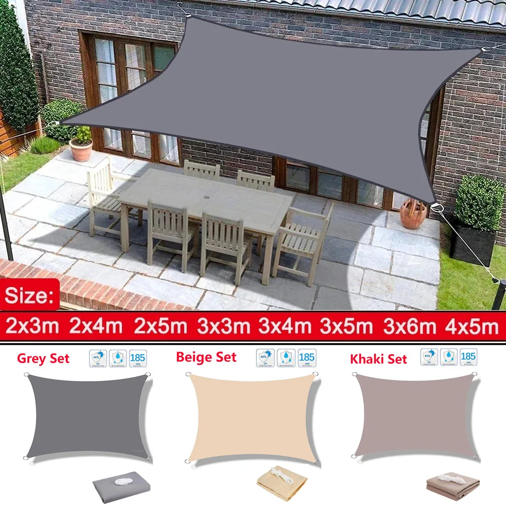 

420d Outdoor Waterproof Sun Sail Rectangular Sun Sail Garden Deck Canopy Courtyard Swimming Canopy Beach Car Canopy Awning