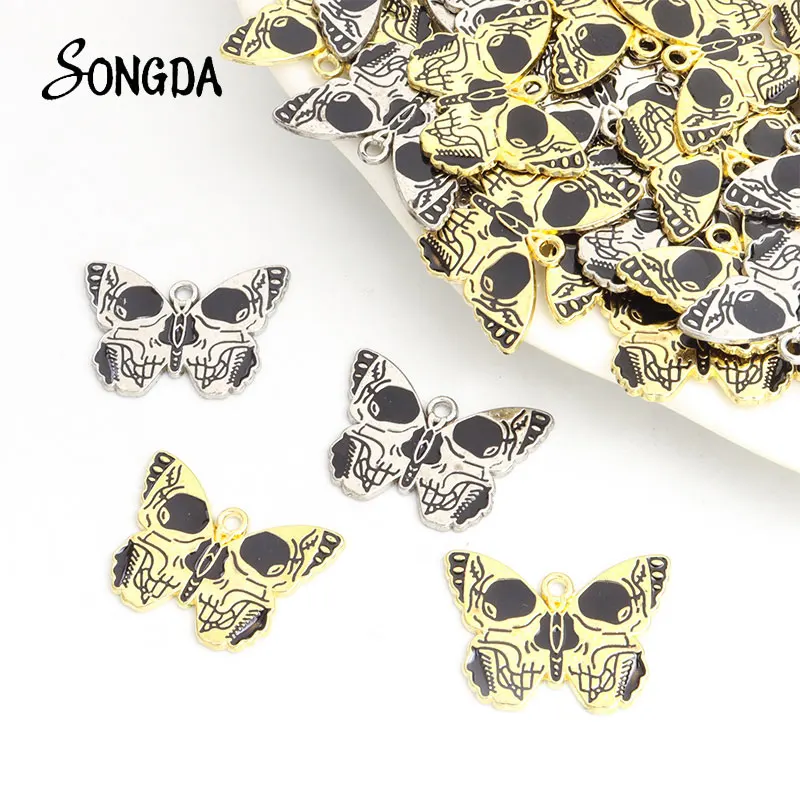 

5pcs Punk Skeleton Butterfly Enamel Charms Gothic Butterflies Drip Oil Alloy Pendants Jewelry Making DIY Craft Findings Supplies