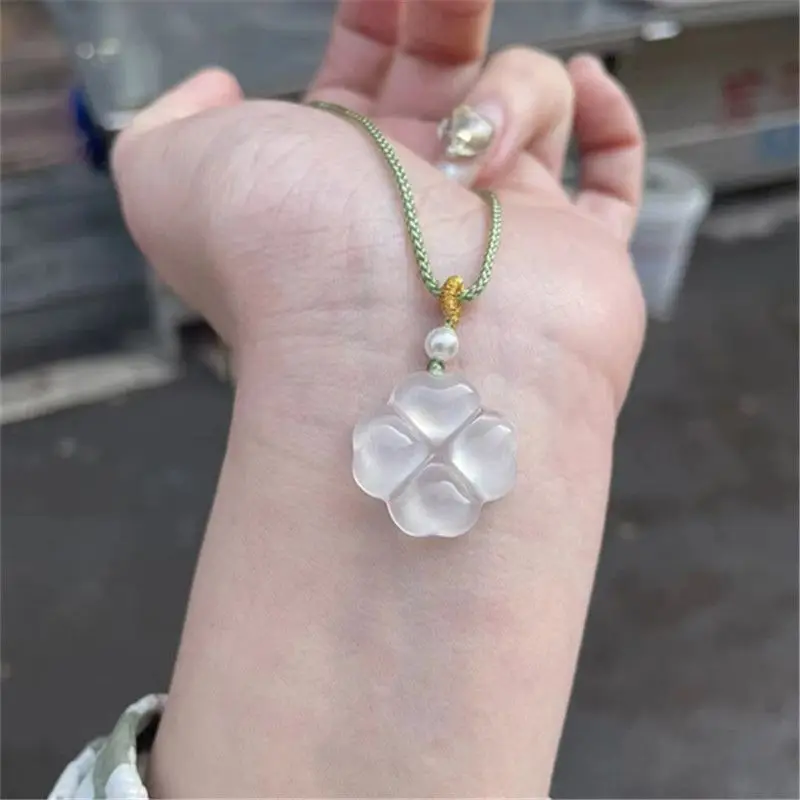 Chalcedony 네잎 클로버 펜던트, 여성용 인기 쥬얼리, 다목적 기질