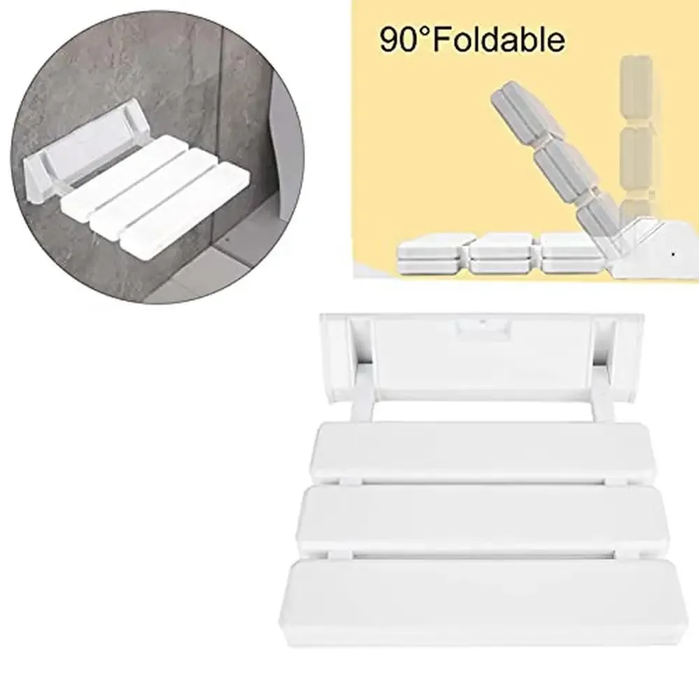Folding Shower Seat Wall Mounted Non Slip Bathroom Stool Bathing Elderly Disabled Mobility Lightweight Durable Easy Install 3