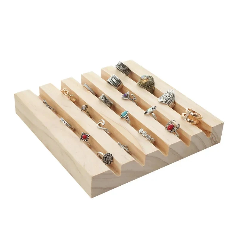 Wood Ring Jewelry Organizer Cases Earring Nature Wooden Jewelry Storage Boxes Stand Display Tray Jewelry Stores Decoration Gifts factory price new 3 colors princess jewelry ring shelf ring earrings tray jewelry counter decoration storage box display props