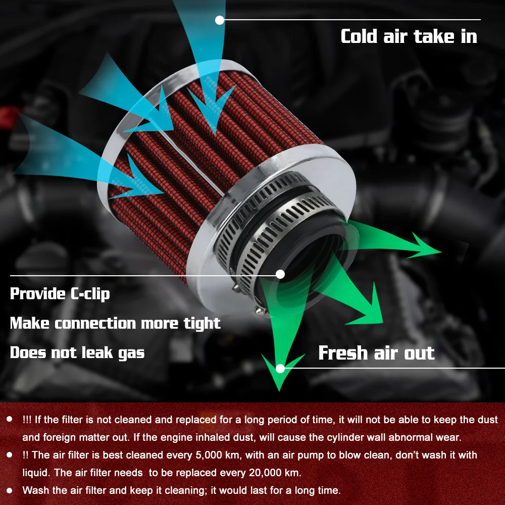VR-Auto Air filter height 85MM, Neck ID:35mm Car Cone Cold Air Intake Filter Turbo Vent Crankcase Breather VR-AIT22