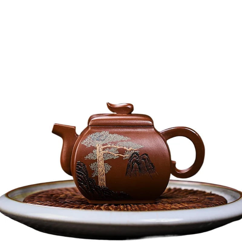 

Yixing handmade purple clay teapot, aged leather, purple mud, welcoming guests, pine Kung Fu tea set, Chinese teapot 150ml