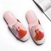Women‘s Tassels Velvet Slippers Indoor Home Flat Shoes Wedding Slides 1