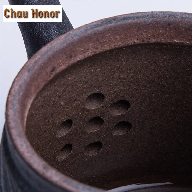 230ml Retro Handmade Coarse Ceramic Teapot Kung Fu Tea Pu'er Maker Customized Mosaic Pottery Master Pots Teaware Gift Packaging