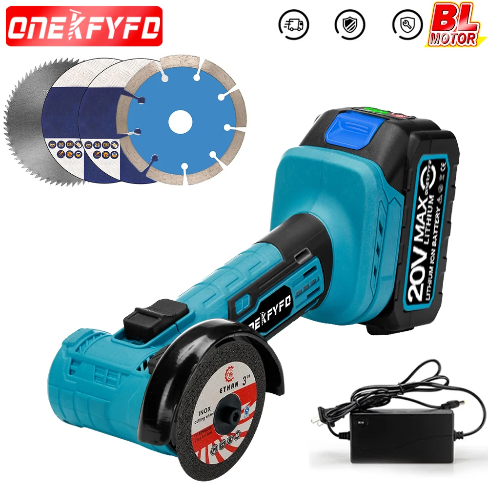 Cordless angle grinder Brushless Mini 3inch 76mm Polishing Cutting Machine Rotatable Woodworking For 18V Makita Battery
