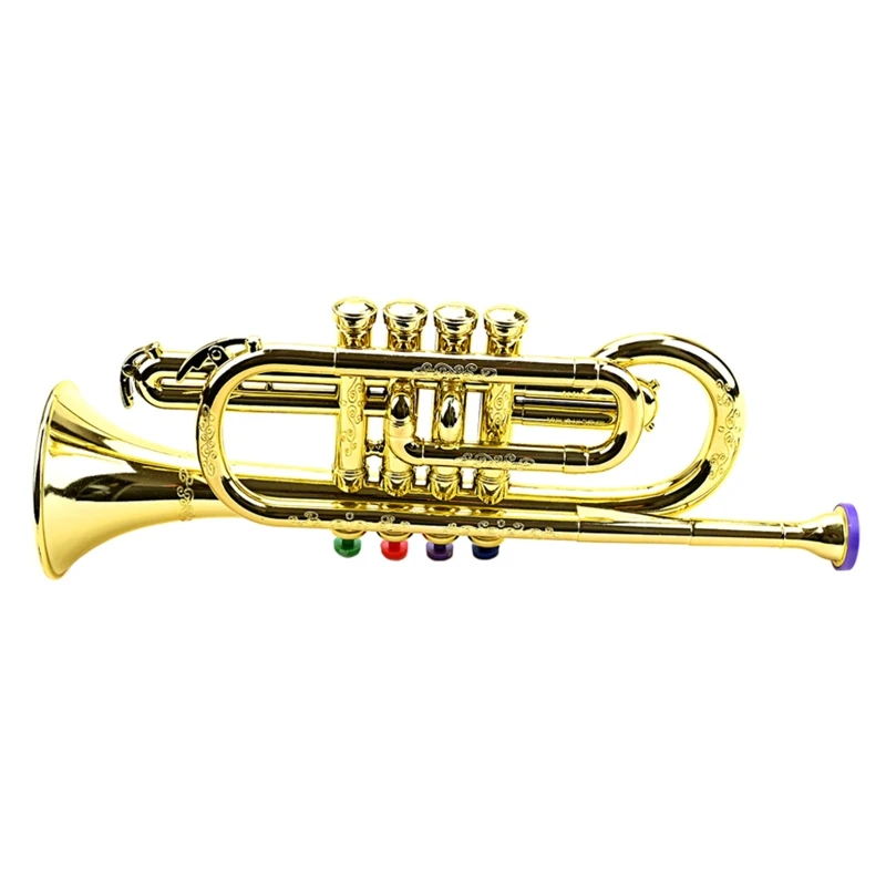 Golden Music Educational Children Trumpet Kids Trumpet Plastic with 4 Colored Keys for Early Developmental Toy