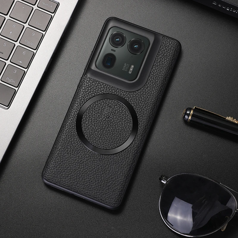 Magnetic PU Leather Lichee Pattern Anti-slip Ultra Thin Phone Case