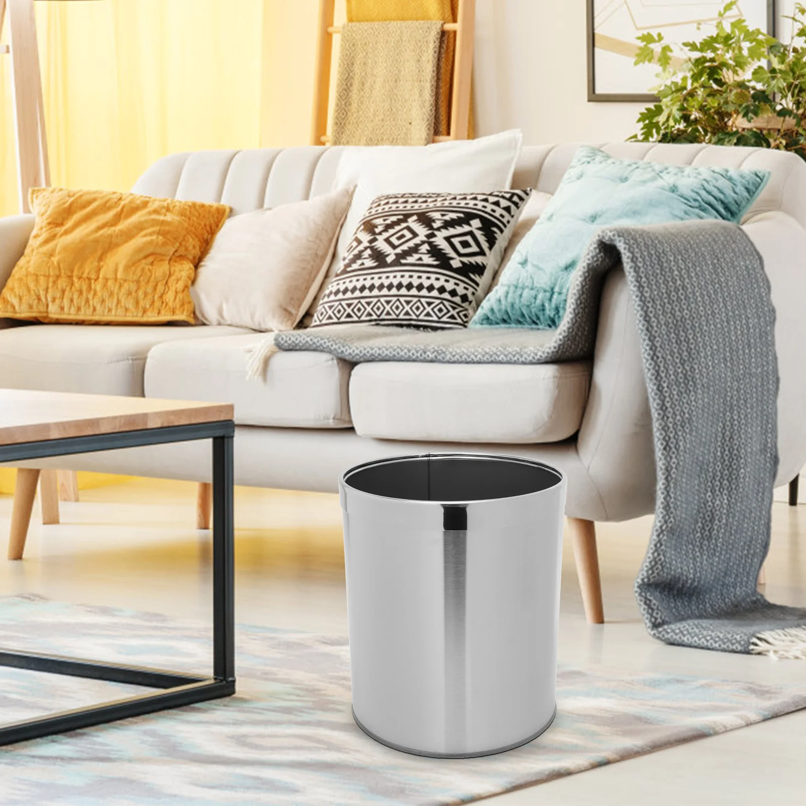 

Stainless Steel Trash Can Wastebasket Garbage Container Recycle Bin Garbage Basket Waste Bins Rubbish Bucket