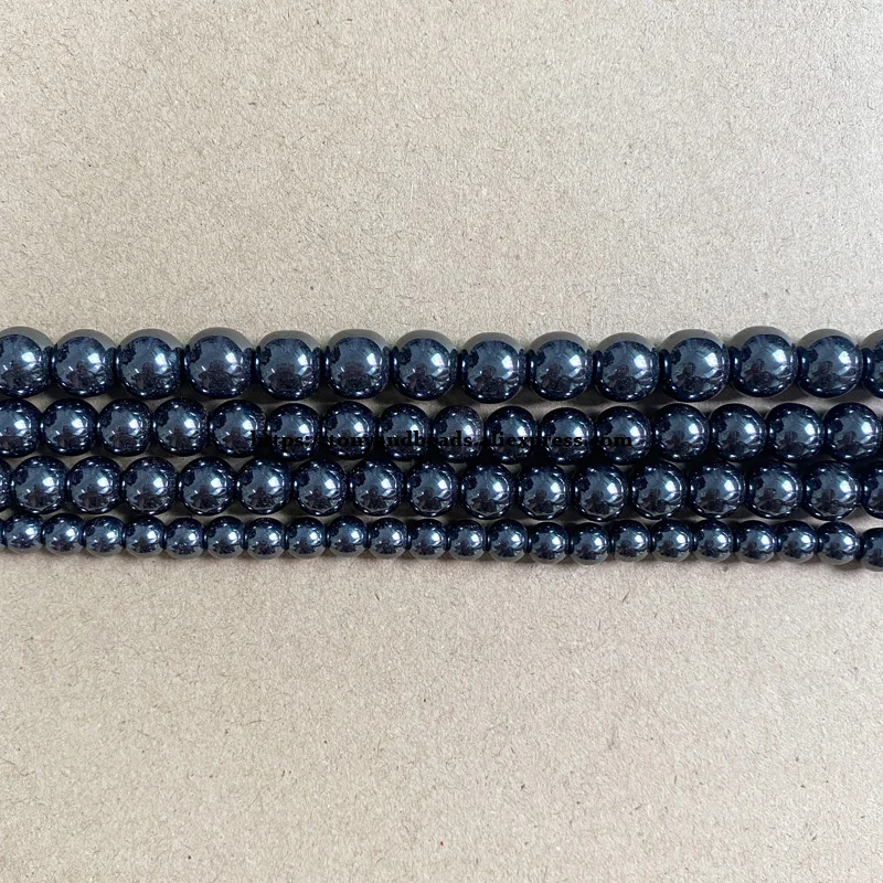 천연석 블랙 적철광 라운드 루즈 비즈 4 6 8 10 MM 15 스트랜드 선택 크기 DIY 만들기 보석