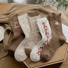 

Wool Socks Kawaii Middle Tube Cute Woman Clothes Sock Women Harajuku Women's Hosiery Underwear