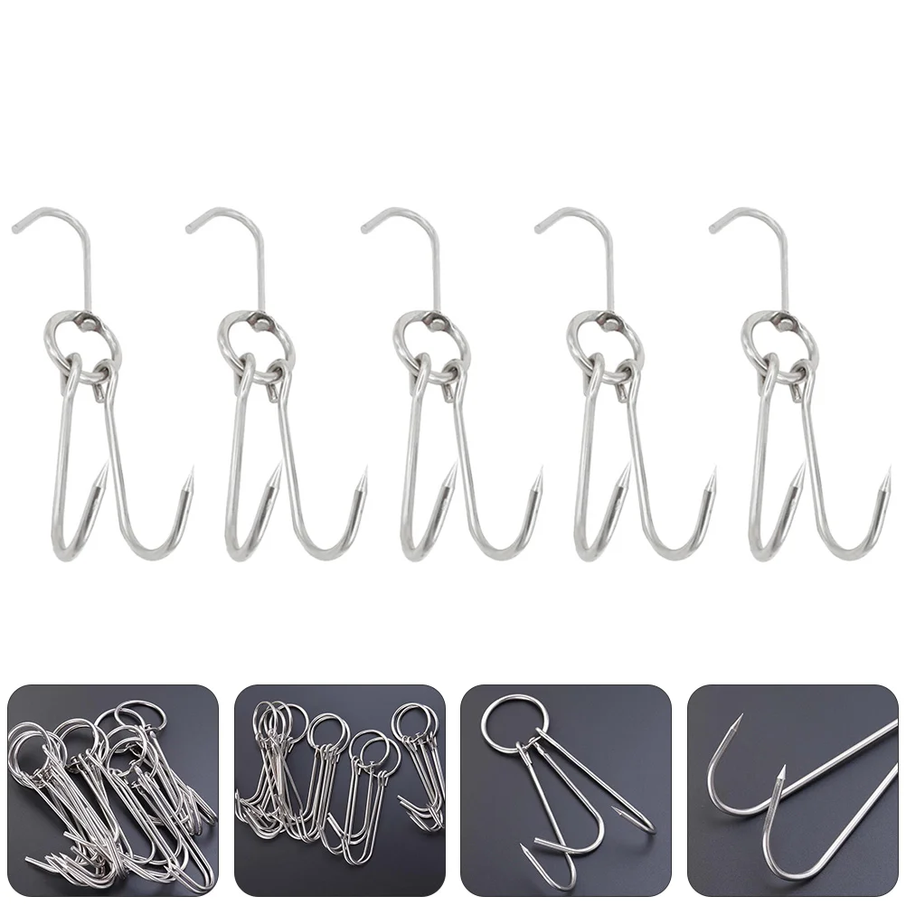 

10 Pcs BBQ Hook Tools Bacon Meat Hooks Creative Processing Stainless Steel Hanging Convenient Poultry for Grill
