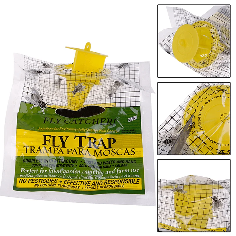 Hanging Fly Trap Disposable Insect Bug Attract Fly Catcher Bag Mosquito Trap Catcher Wasp Killer Flie for Outdoor