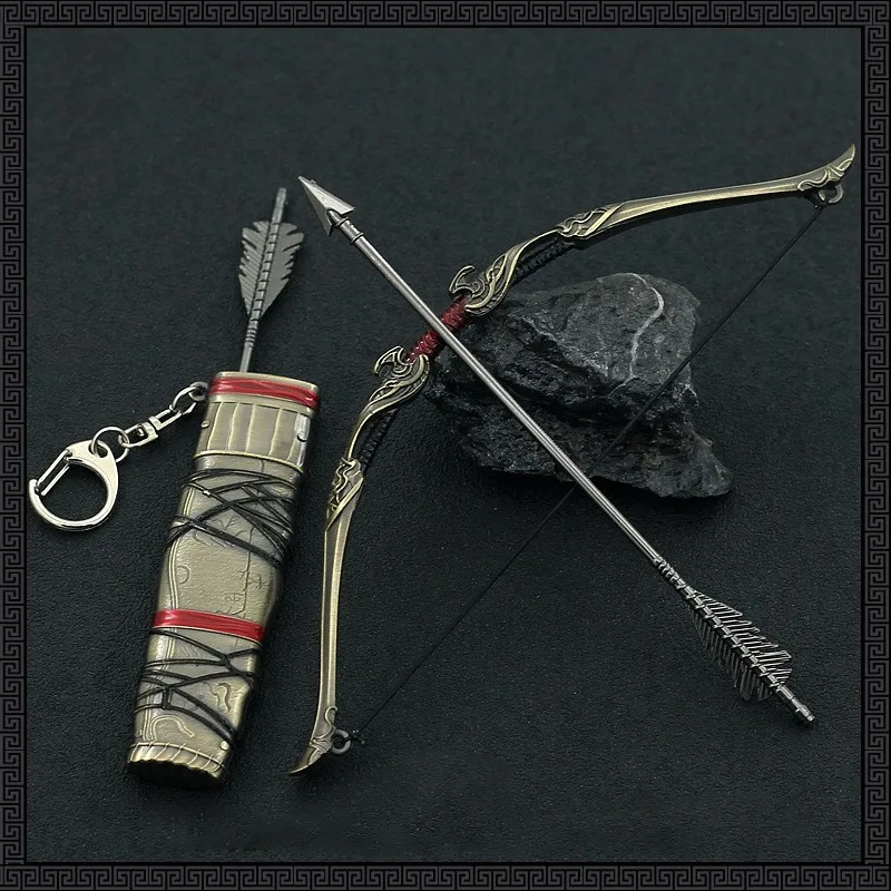 God of War Weapon Atreus Talon Bow Kratos Blades of Chaos Game Keychain Metal Weapon Katana Anime Sword Samurai Toy for Boy Gift 2