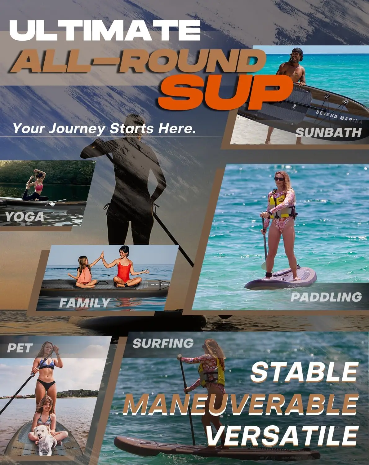 Inflatable Stand Up Paddle Board, 10'6" SUP for Adult, Premium Accessories Non-Slip 5MM EVA Deck & F