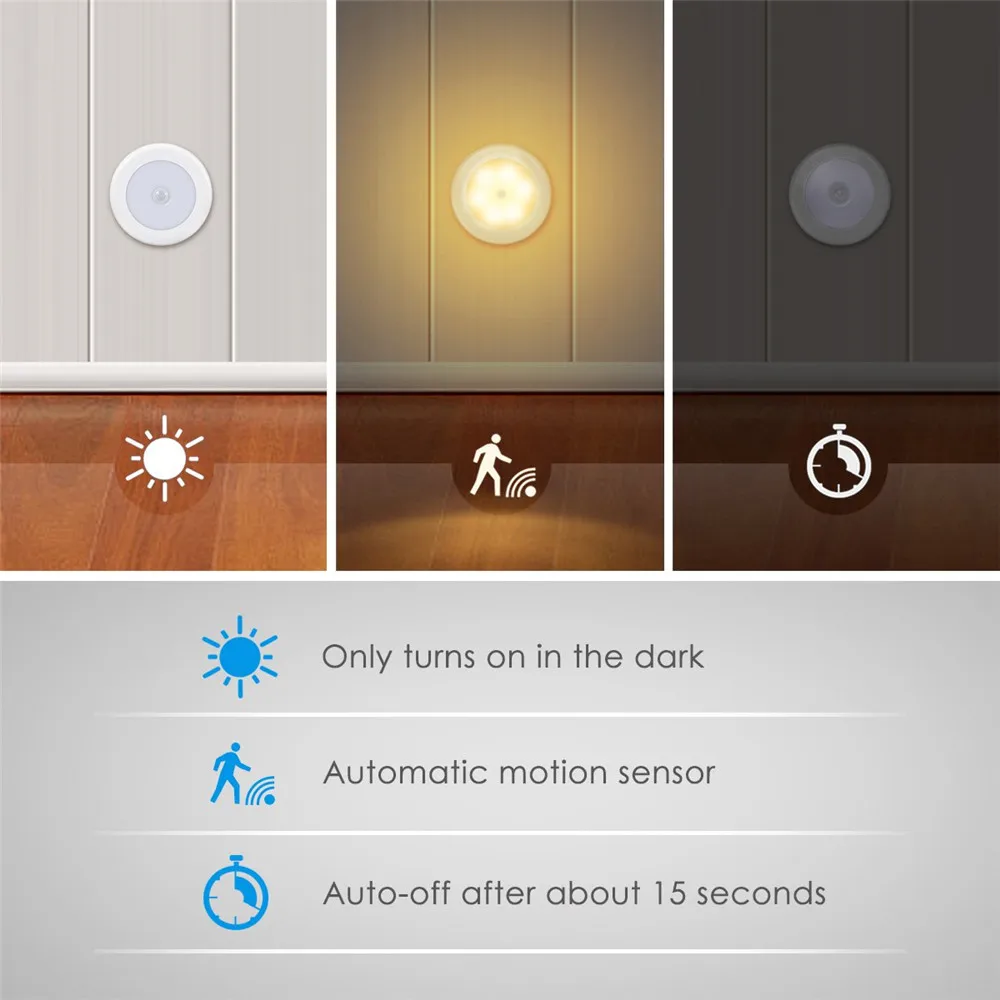 Human body light sensing wireless night light 1-5pcs 4.5V 0.5W warm white for wardrobe aisle stairs wireless night wireless night light