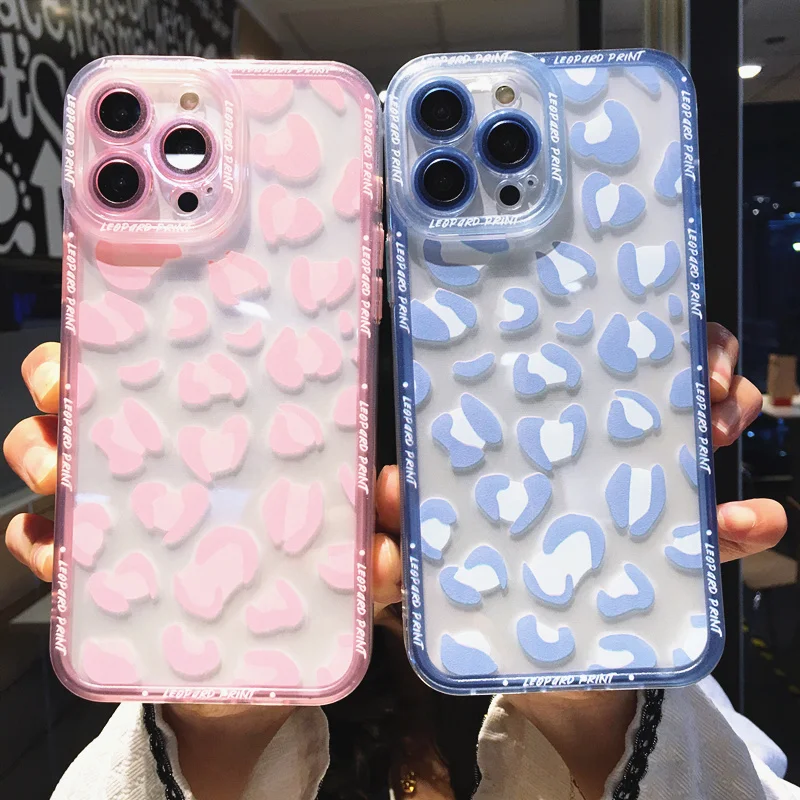 Цветной мягкий чехол с леопардовым принтом для iPhone совместим моделями 13 12 11pro max x
