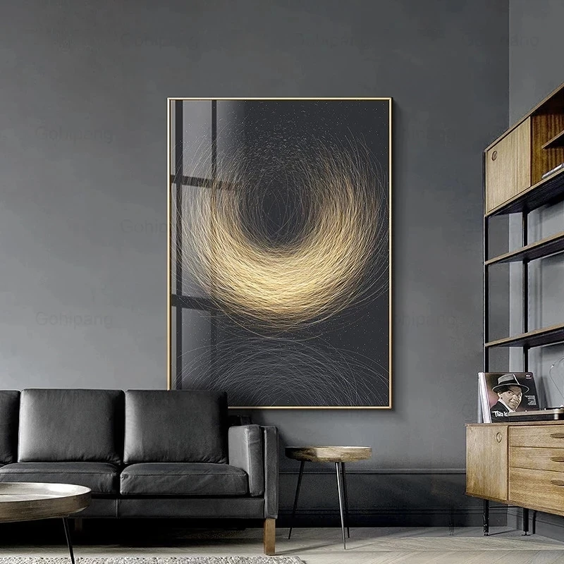 

Golden Black Geometric Abstract Wall Art Canvas Painting Nordic Poster and Print Modern Picture Living Room Home Decoration Wall