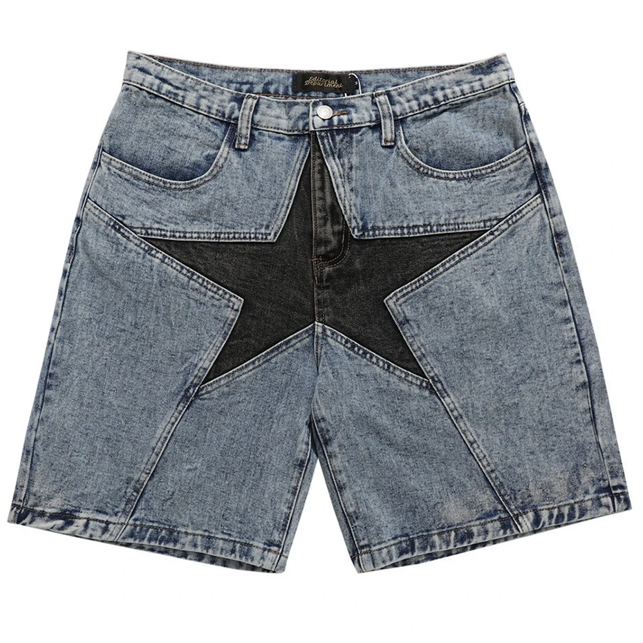 

Men Street Clothing Harajuku Denim Shorts New Men Patchwork Oversized Hip Hop Jeans Shorts Summer Casual Loose Shorts