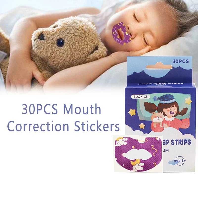 

30Pcs/Box Correction Lip Nose Breathing Improving Patch Anti-Snoring Stickers For Children Adult Night Sleep Mouth Orthosis Tape