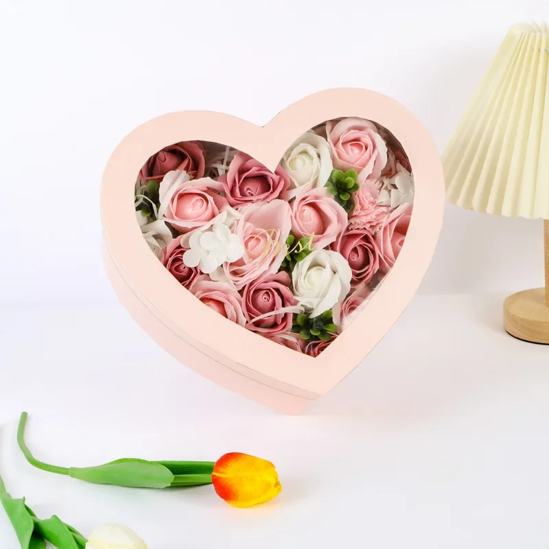 2pcs Heart Shaped Flower Box Floral Gift Boxes with Transparent Window Lids  Luxury Style Flower Arrangements