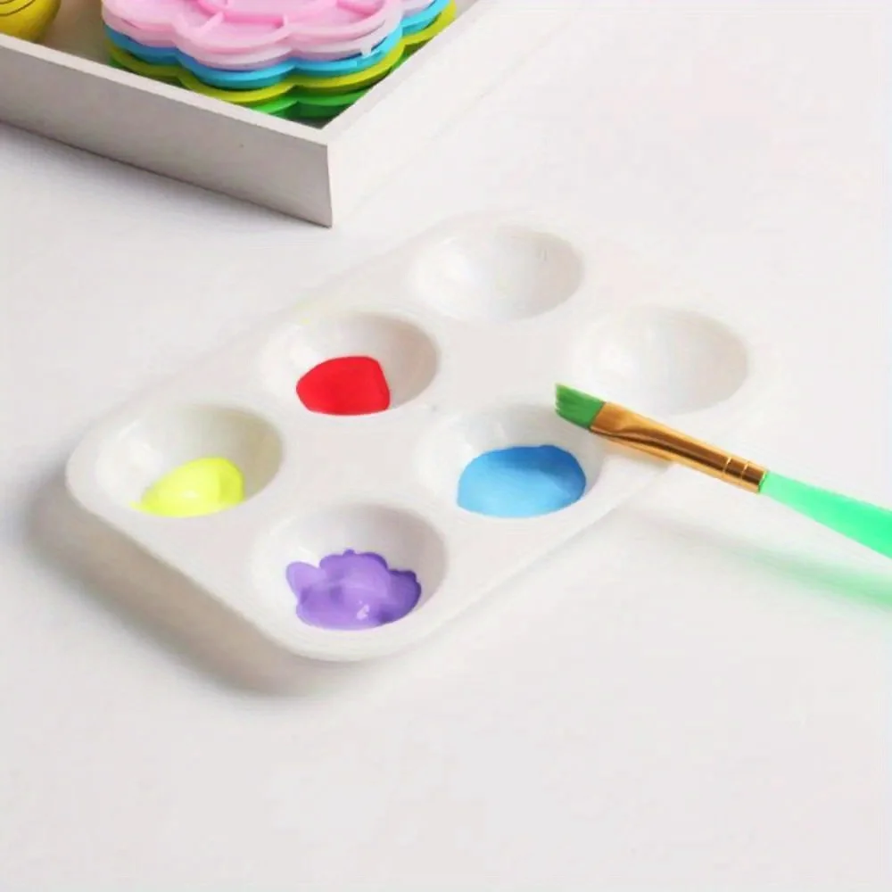 10PCS Paint Palettes 6 Well Rectangular Watercolor Palette Painting Tray, White