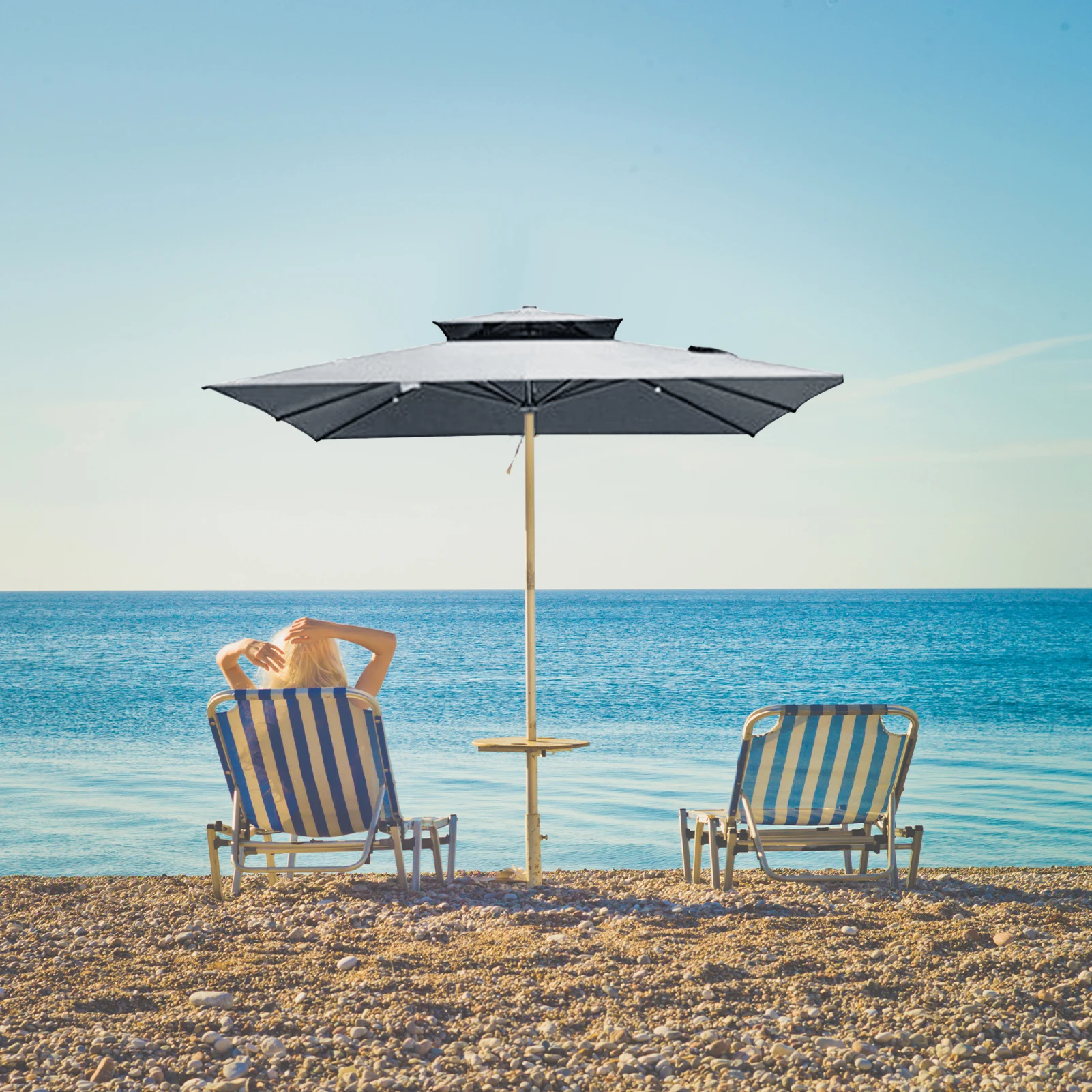 3*3m Square Replacement Umbrella Surface Rainproof Fabric Cloth Double Top Outdoor Sunshade Umbrella Roman