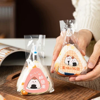 Triangle Onigiri Stickers: Nori Seaweed Rice Ball Packing Bag Stickers – Bento Accessories