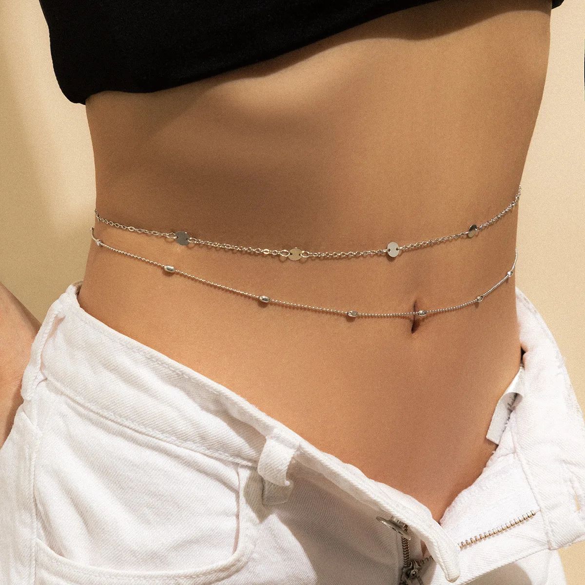 Spring Summer New Boho Minimalism Multilayer Waist Beads For Women Fashion  Geometric Sequins Belly Chain Sexy Body Chain Jewelry