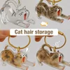Cat Hair Memorial Storage Keychain Cat Fur Container Pets Cat Fur Collector Capsule Keyring Kitty Hair Hanging Pendants 2