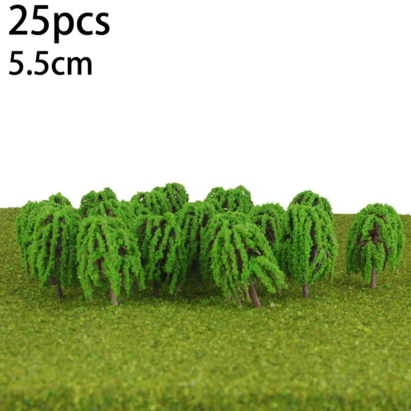 

Plant Model Tree Toy Greenery Kitchen Landscape Plastic Resin Train Railway Willow 25pcs 3D Decoration Display Home