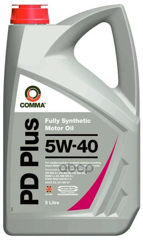 COMMA Comma 5w40 Pd Plus (5l)_масло Моторное! Синт Acea C3 Api Sм/Cf Vw 505.01 Mb 229.31 Bmw Ll-04 |