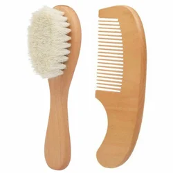2-Piece Wooden Baby Hair and Bath Brush Set (As shown)