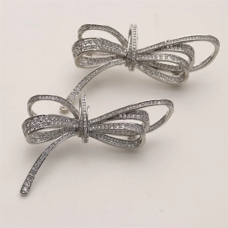 

Natural 62mm Brooch Silver Plated CZ micro pave Brooch Pin Jewelry