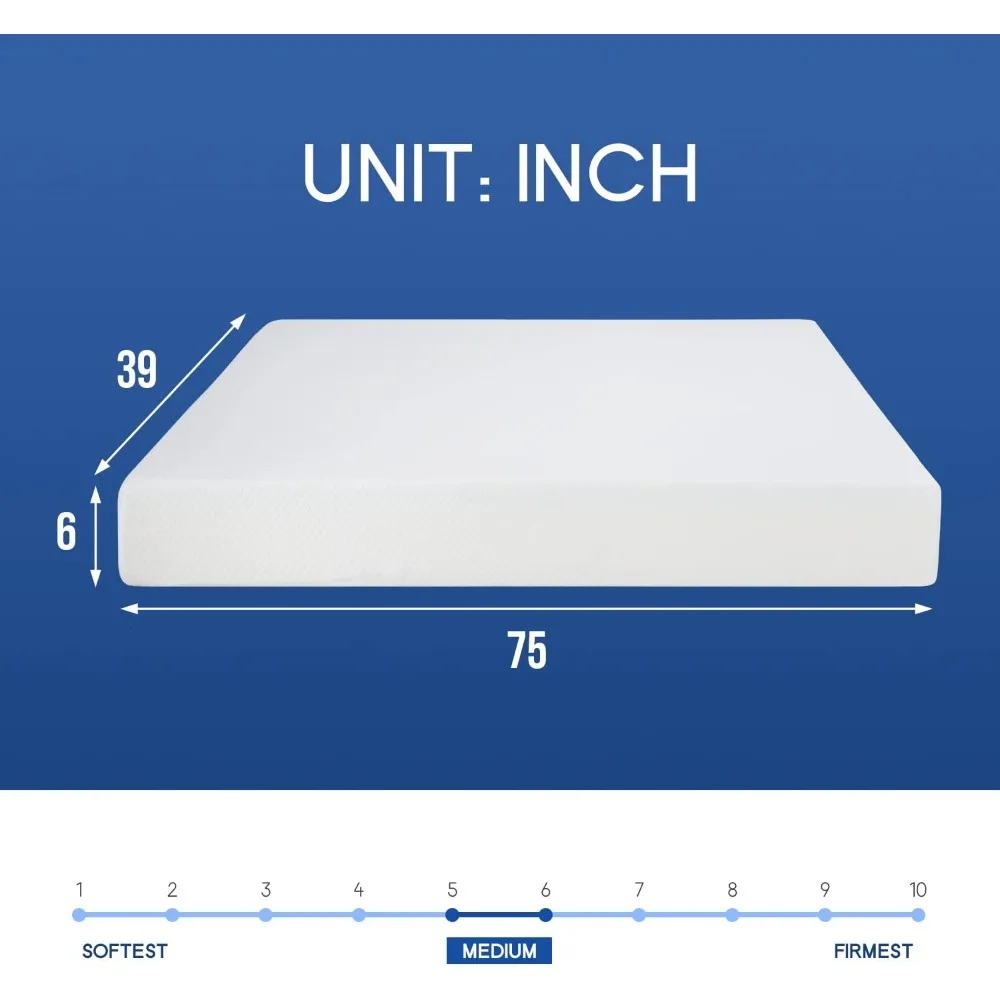 Double mattress 6-inch gel memory foam mattress, medium hardness, PUR American certification box mattress 2