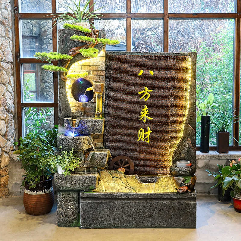 

Creative Screen Rockery Water Curtain Wall Fountain Fortune Courtyard Entrance Floor Ornaments