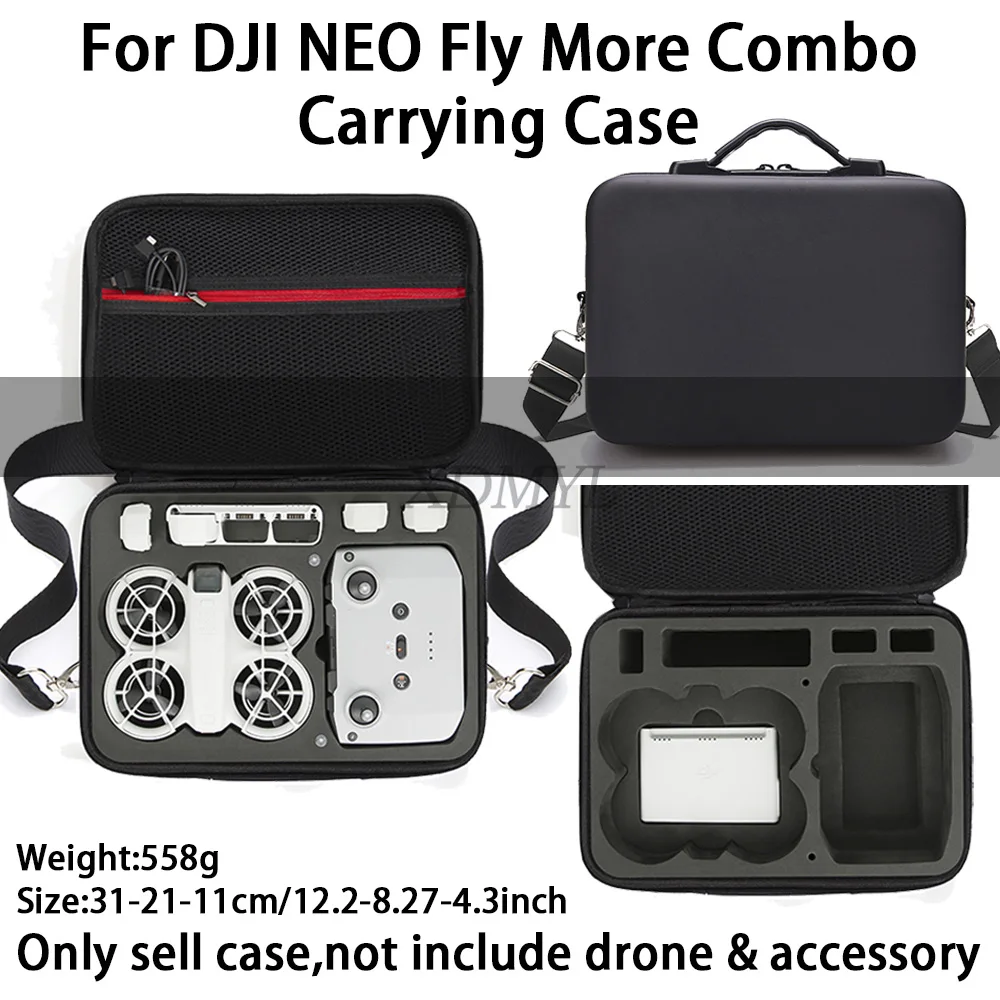 Estuche Portátil De PU Para DJI Neo Con RC-N3 – Bolsa Protectora Impermeable Para Fly More Combo Y 3 Baterías (Correa De Hombro Incluida)