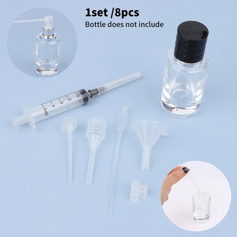 8units/Set Perfume Refill Tools Set Plastic Diffuser Syringe Straw Dropper Funnel Spray Dispensing Cosmetic Tools