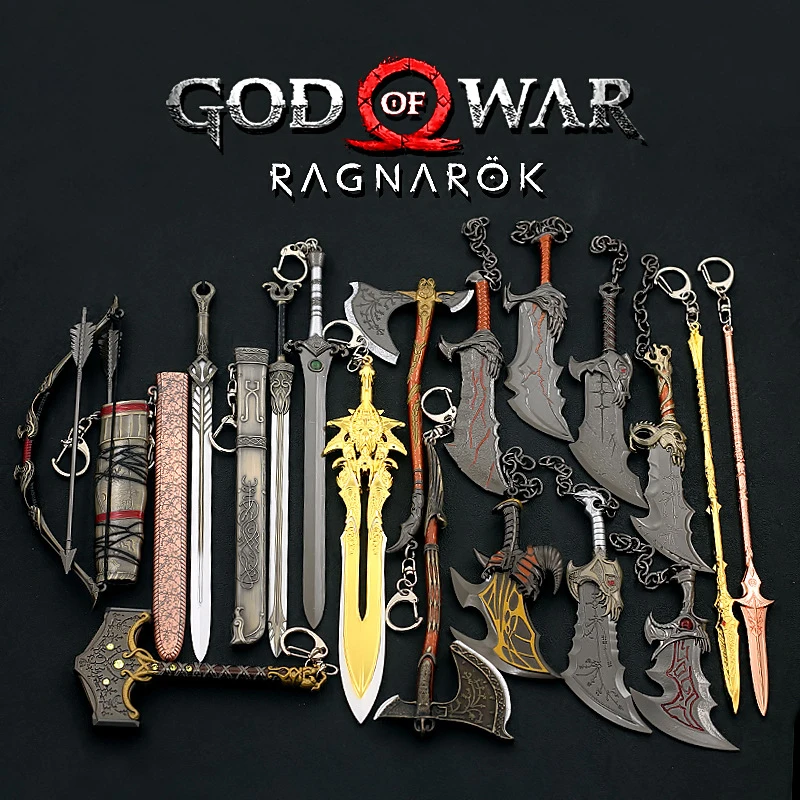 

God of War Keychain llaveros Kratos Blades of Chaos Game Anime Sword TOY Weapon Meta Model Medieval Gaming Periphery Toys Gifts