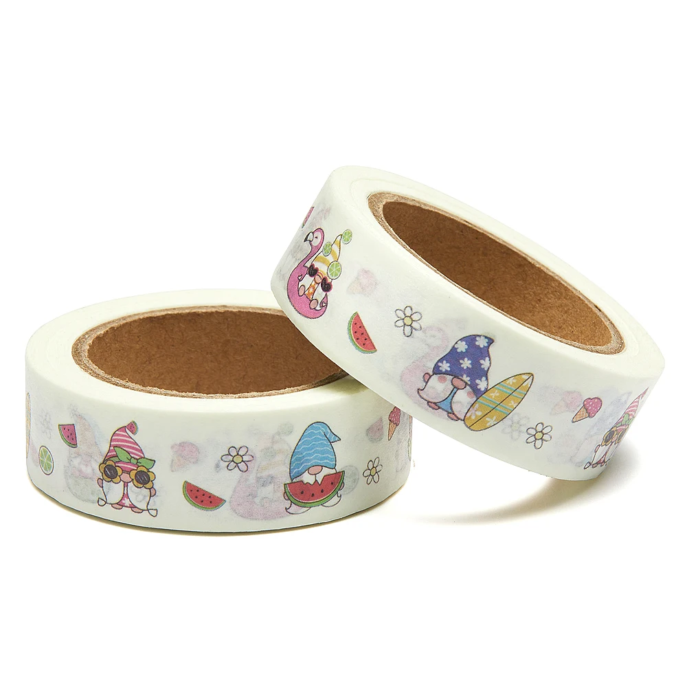 

NEW 1PC 15mm x 10m Funny Gnome Summer Cartoon Washi Tape Scrapbook Paper Masking Adhesive Washi Tape Stationery Stickers